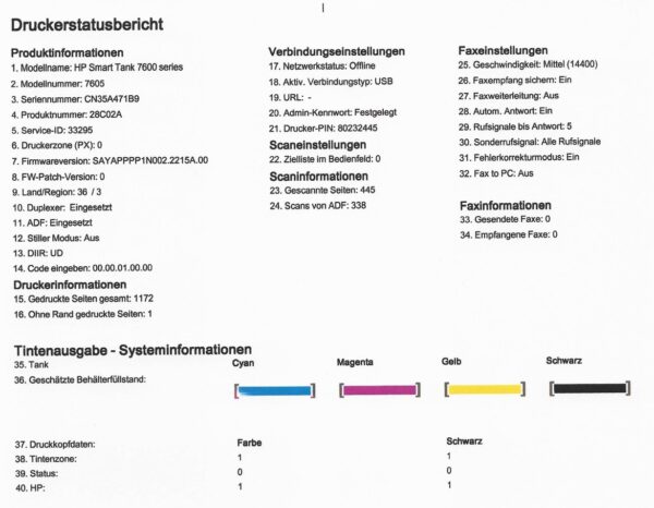 HP Smart Tank 7605 Druckerbericht